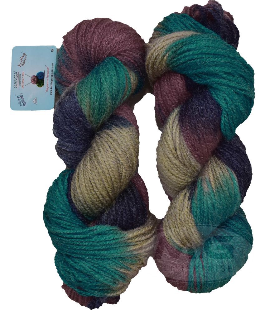     			Represents Ganga Glow Knitting Yarn Wool, Teal Mix  200 gm . Art-CJJ