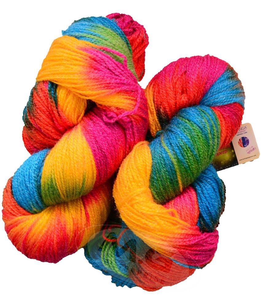     			Represents Ganga Glow Knitting Yarn Wool, Rainbow  300 gm . Art-CJE