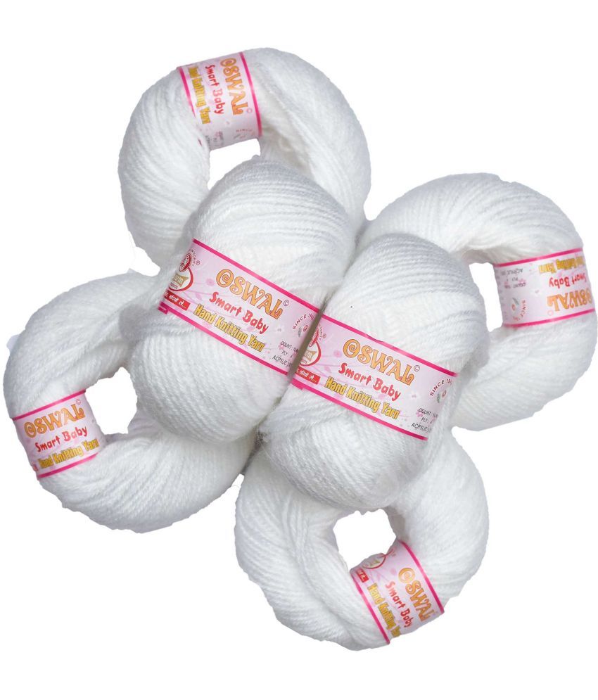     			Represents Oswal 100% Acrylic Wool White (12 pc) Baby Soft Yarn ART - HG