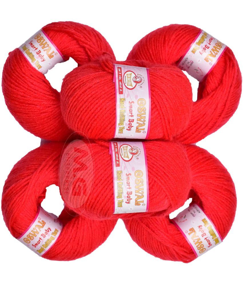     			Represents Oswal 100% Acrylic Wool Candy Red (8 pc) Baby Soft Yarn ART - GJ