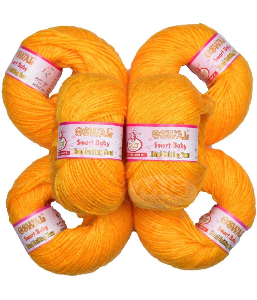     			Represents Oswal 100% Acrylic Wool Yellow (6 pc) Baby Soft Yarn ART - HF