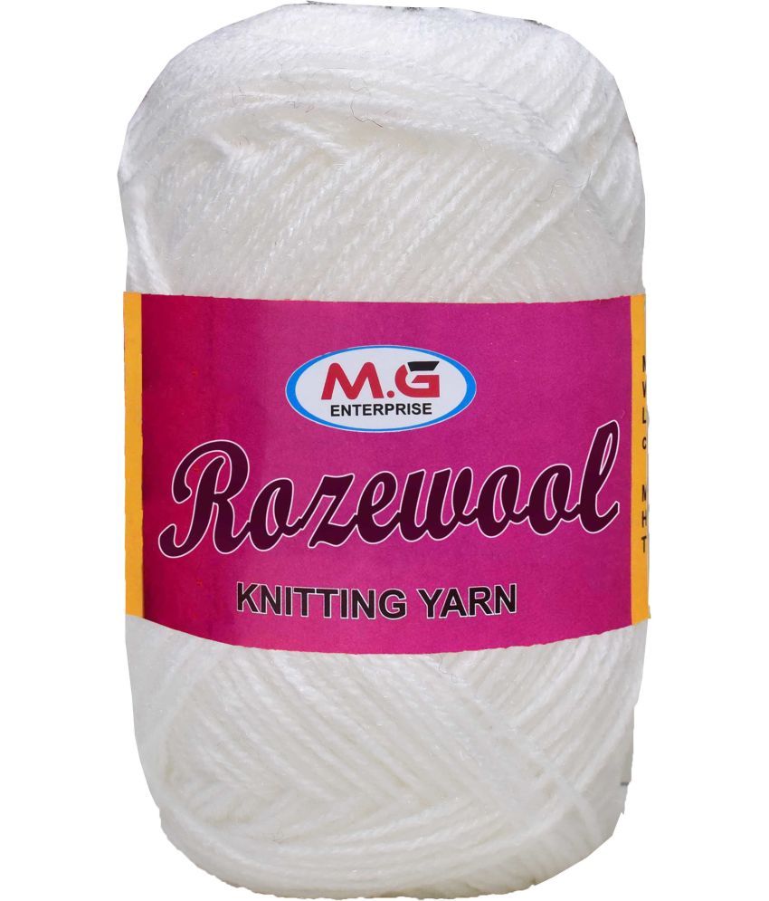     			Rosewool  White 200 gms Wool Ball Hand knitting wool- Art-GJC