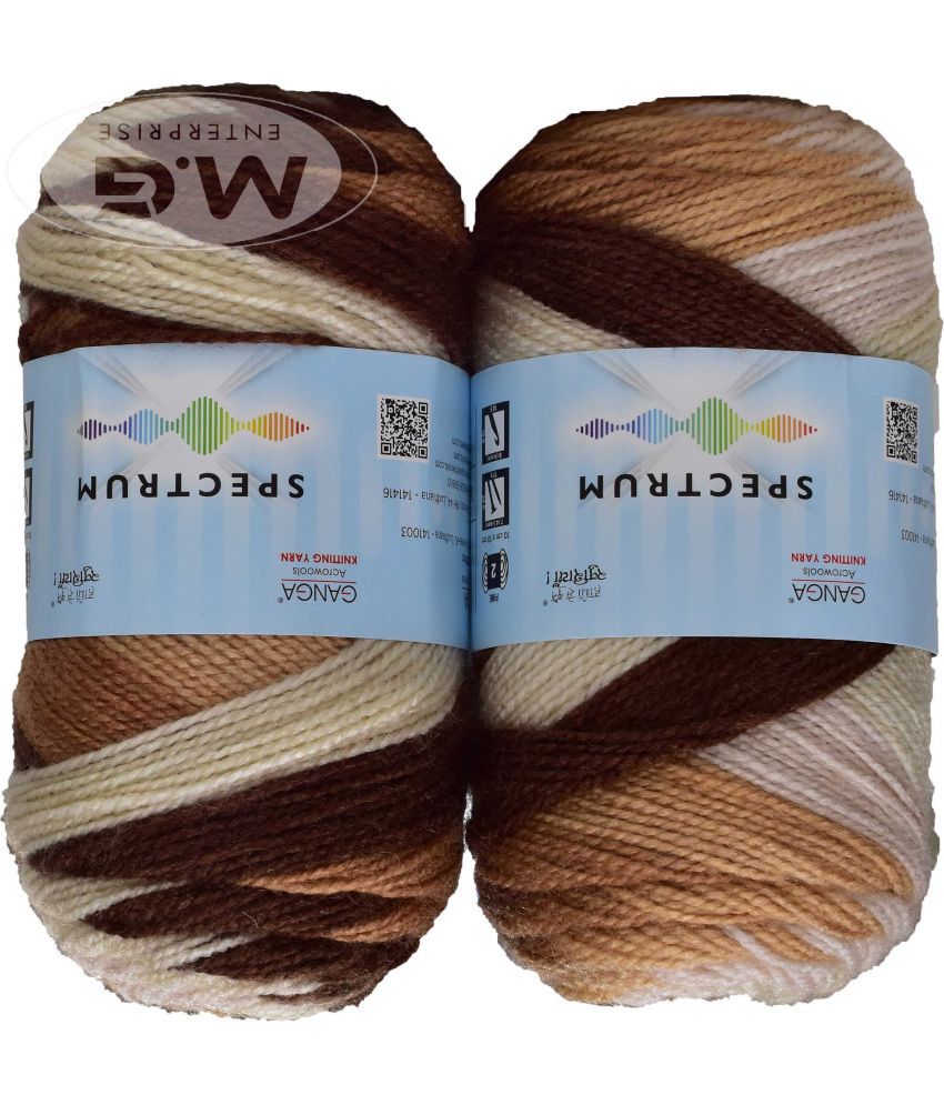     			Spectrum Mustard Brown Mix (400 gm) Wool Ball Hand knitting wool / Art Craft soft fingering crochet hook yarn, needle knitting , With Needle.-Q