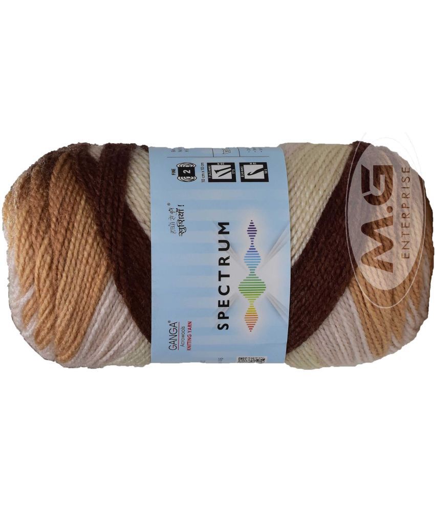     			Spectrum Mustard Brown Mix (500 gm)  Wool Ball Hand knitting wool / Art Craft soft fingering crochet hook yarn, needle knitting , With Needle.- Z AF