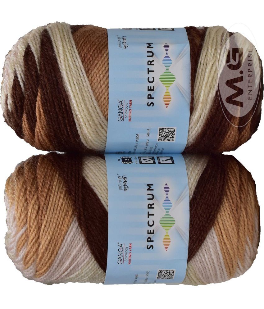     			Spectrum Mustard Brown Mix (500 gm)  Wool Ball Hand knitting wool / Art Craft soft fingering crochet hook yarn, needle knitting , With Needle.- D EF