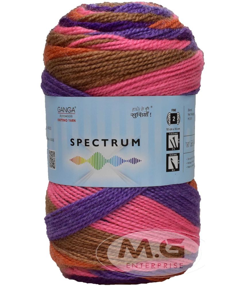     			Spectrum Purple Mix (200 gm)  Wool Ball Hand knitting wool / Art Craft soft fingering crochet hook yarn, needle knitting , With Needle.- O PG