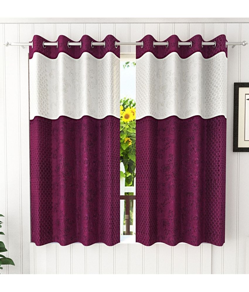     			Stella Creations Abstract Room Darkening Eyelet Curtain 5 ft ( Pack of 2 ) - Purple