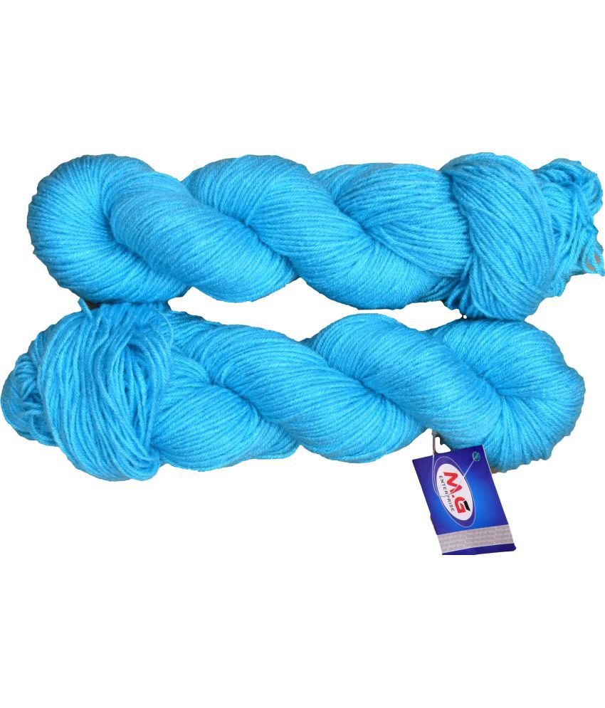     			Tin Tin Aqua Blue (200 gm)  Wool Hank Hand knitting wool / Art Craft soft fingering crochet hook yarn, needle knitting yarn thread dyed