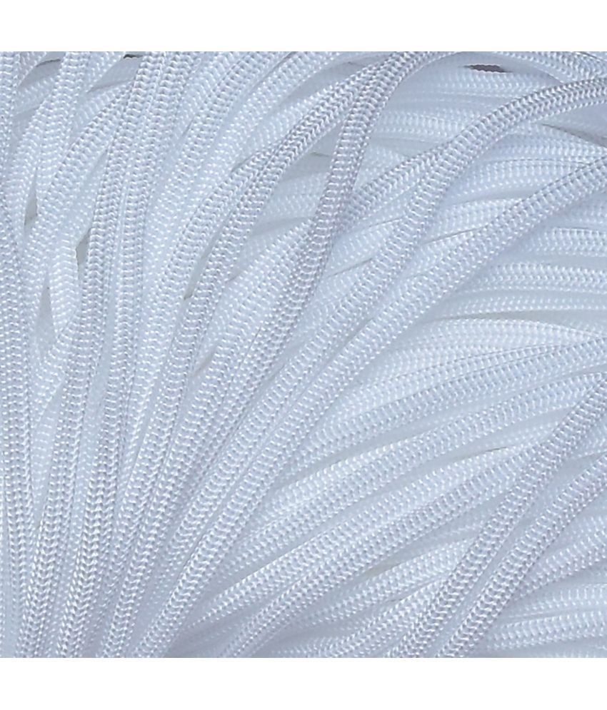     			White Braided Cord Thread Nylon knot Rope sturdy cording, mildew resistant DIY 3 mm 100 m for Jewelry Making, Bags & art craft