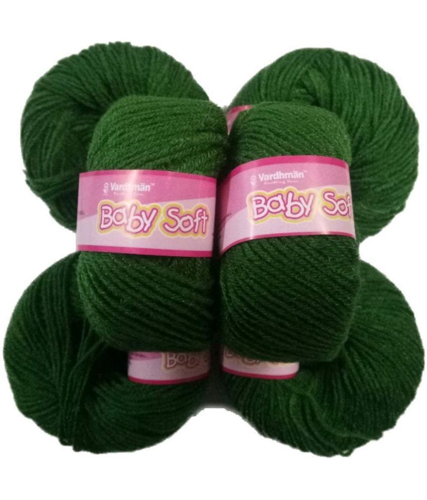     			Yarn Baby Soft Wool for Hand Knitting Fingering Crochet Hook 150gms Dark Green Shade no 37