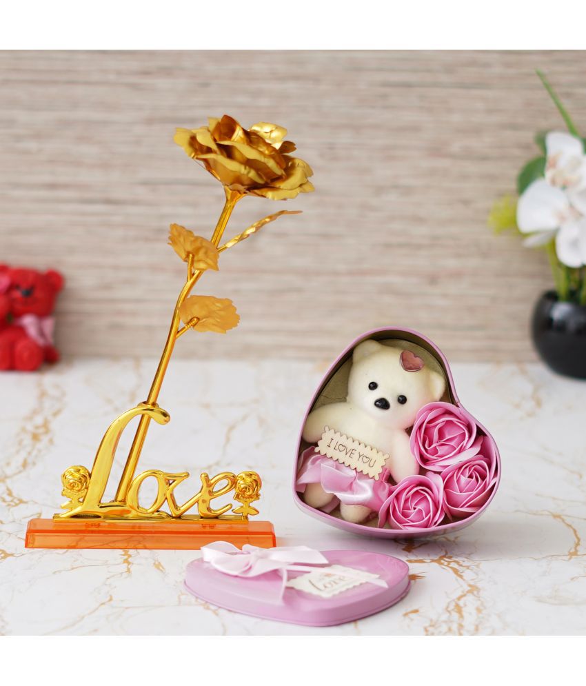     			eCraftIndia Gold Plastic Valentine Hamper