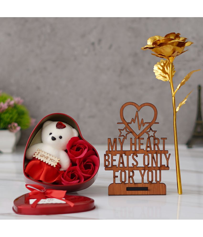     			eCraftIndia Gold Plastic Valentine Hamper
