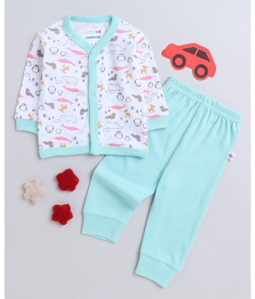     			BUMZEE Mint Green Cotton Baby Girl T-Shirt & Pyjama Set ( Pack of 1 )