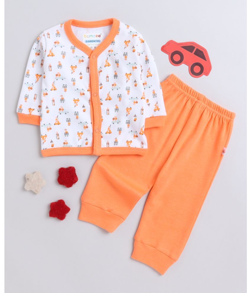     			BUMZEE Pack of 1 Baby Boys Cotton T-Shirt & Pyjama Set ( Orange )