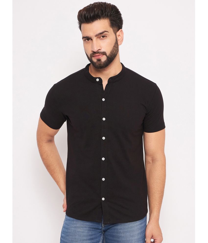     			GET GOLF Cotton Blend Regular Fit Solids Half Sleeves Men's Casual Shirt - Black ( Pack of 1 )