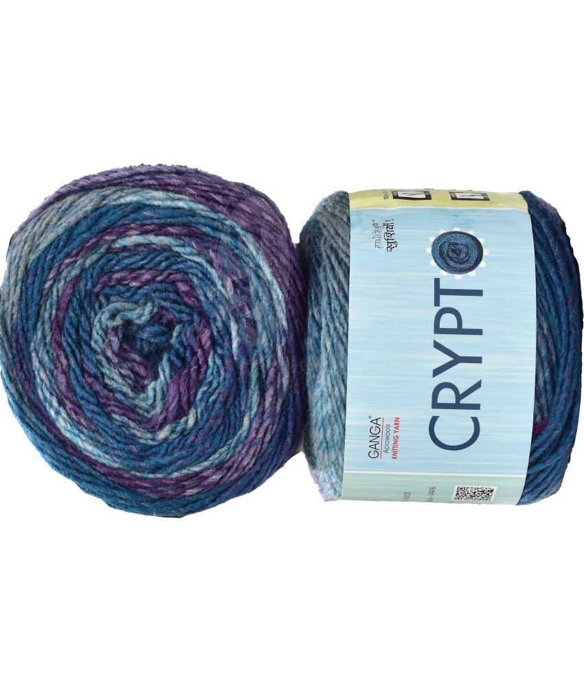     			Ganga Knitting Yarn Thick Chunky Wool, K_K Crypto Rusty Blue 300 gm ART- ABBC