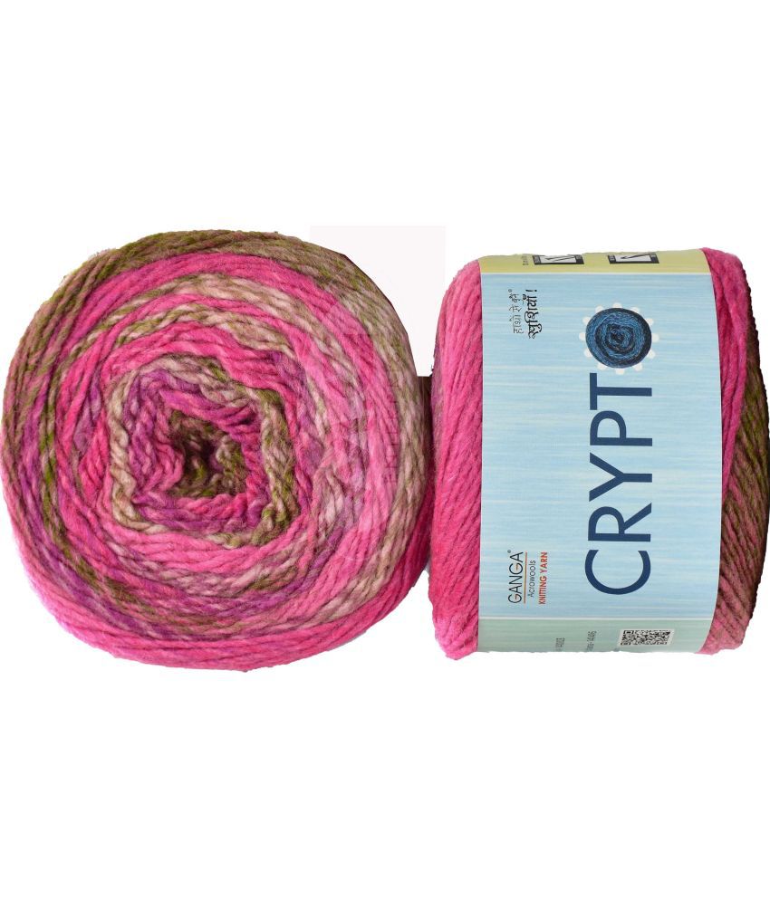     			Ganga Knitting Yarn Thick Chunky Wool, K_K Crypto Magenta mix 400 gm ART- ABBJ