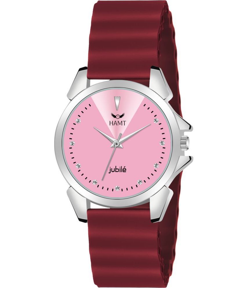     			HAMT Maroon Silicon Analog Womens Watch