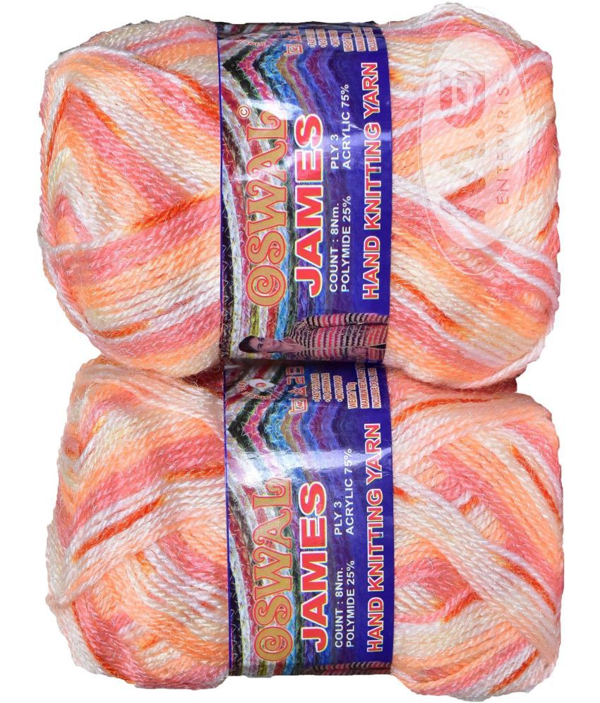     			James Knitting  Yarn Wool, Peach Mix Ball 400 gm  Best Used with Knitting Needles, Crochet Needles  Wool Yarn for Knitting