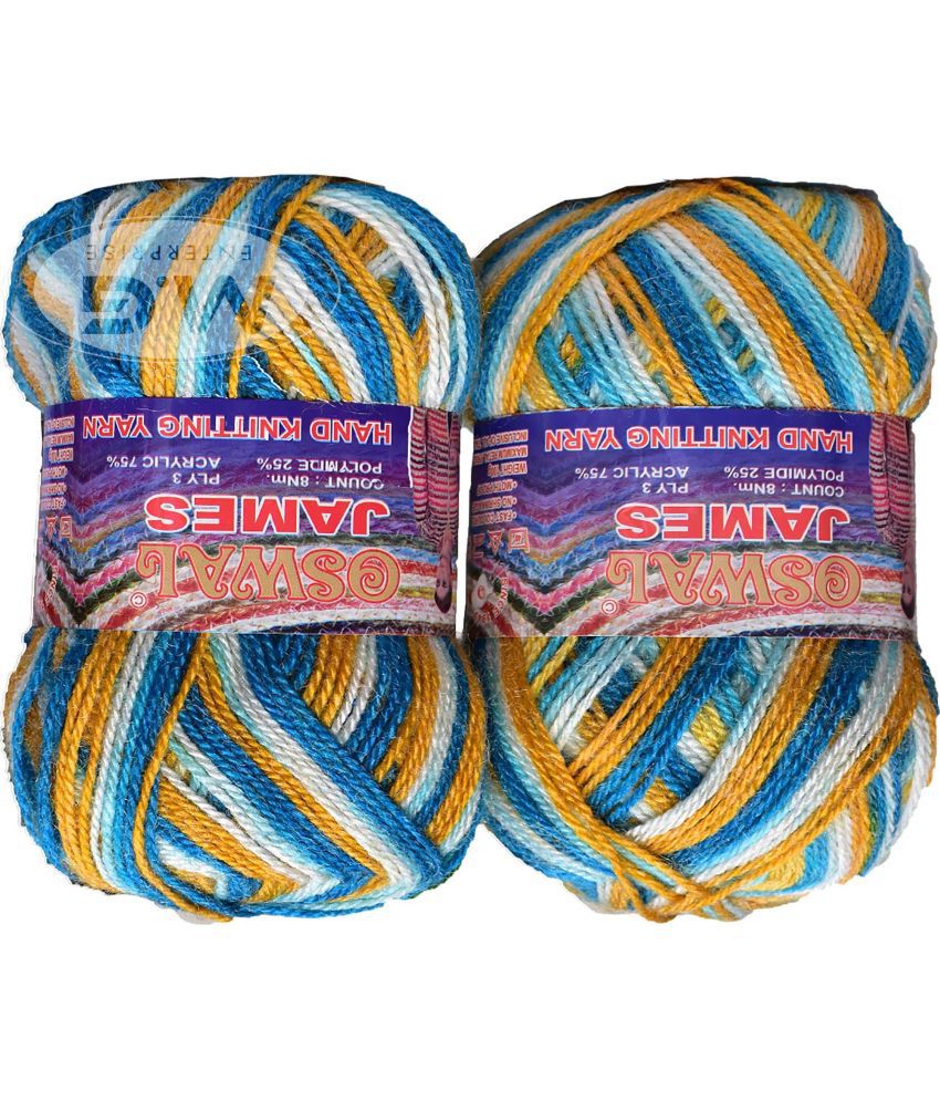     			James Knitting  Yarn Wool, Teal mix Ball 300 gm  Best Used with Knitting Needles, Crochet Needles  Wool Yarn for Knitting