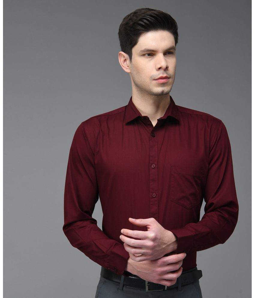     			KIBIT Cotton Slim Fit Full Sleeves Men's Formal Shirt - Wine ( Pack of 1 )