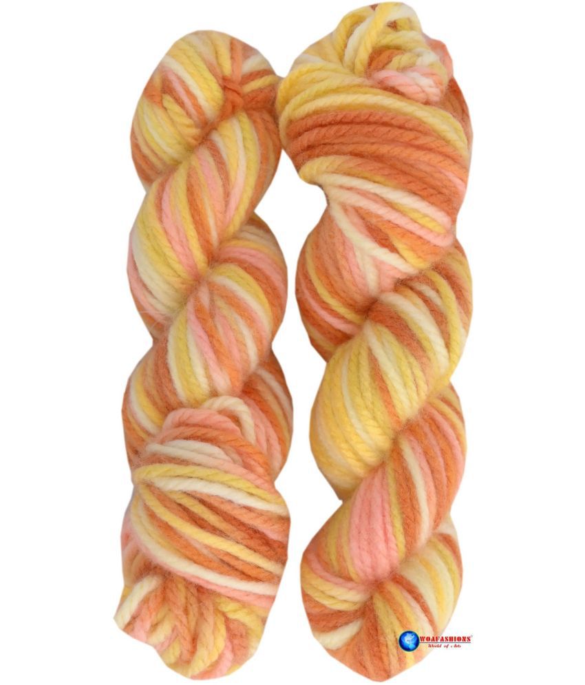     			Motu Thick Chunky Hand Knitting Yarn (Multi Citrus) (Hanks-200 grams)