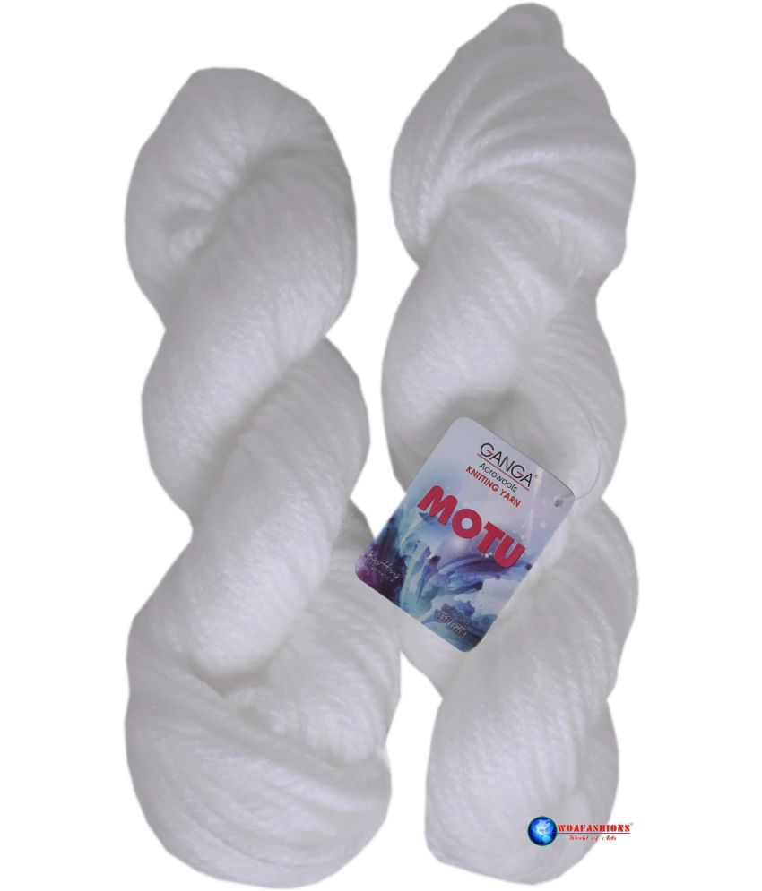     			Motu Thick Chunky Wool Hand Knitting Yarn (White) (Hanks-200gms)
