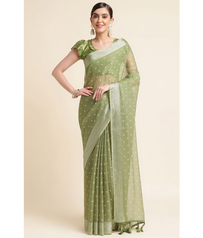     			Rekha Maniyar Chiffon Embroidered Saree With Blouse Piece - Green ( Pack of 1 )