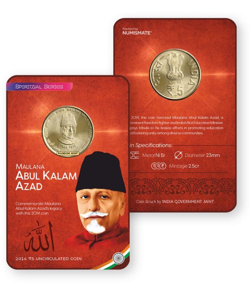     			Rs.5 MAULANA ABUL KALAM AZAD Commemorative Coin Card – Special Edition