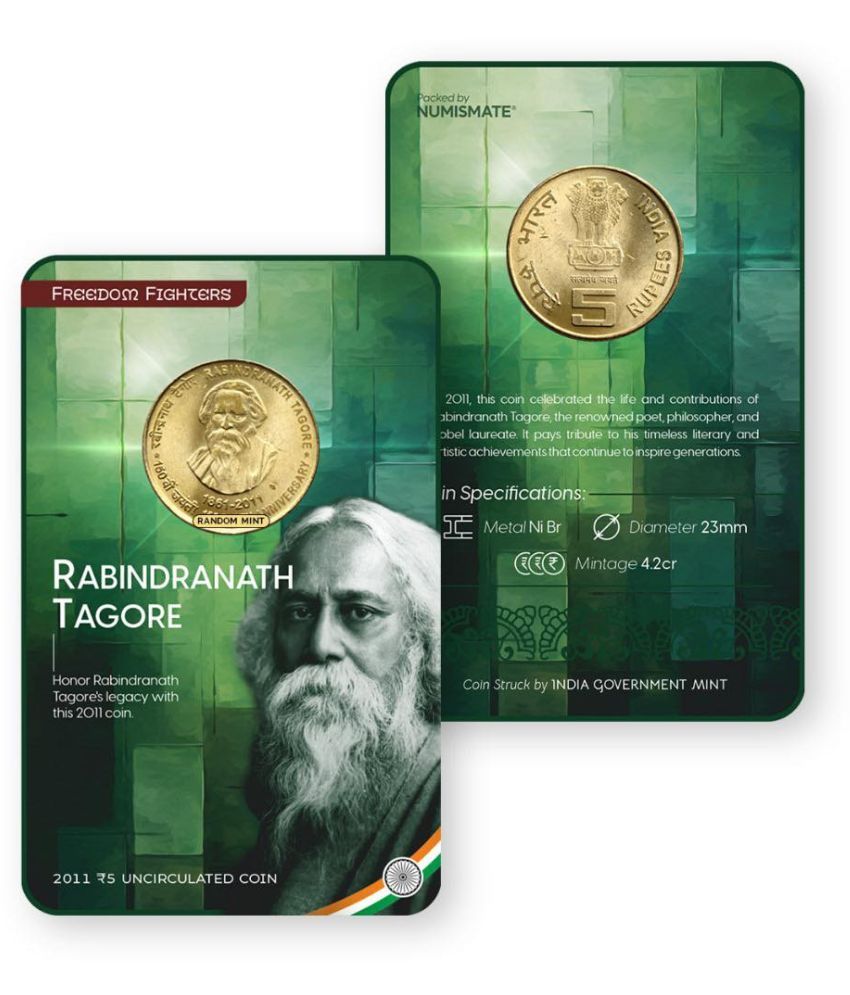     			Rs.5 RABINDRANATH TAGORE Commemorative Coin Card – Special Edition