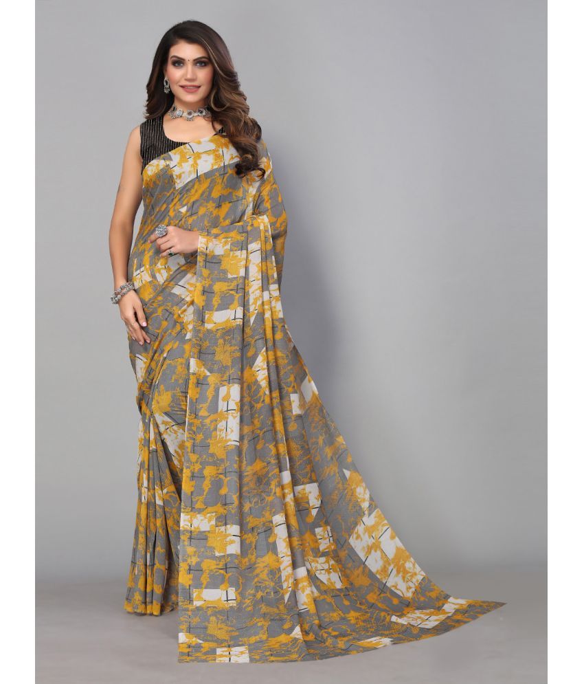     			Aarrah Georgette Printed Saree With Blouse Piece - Grey ( Pack of 1 )