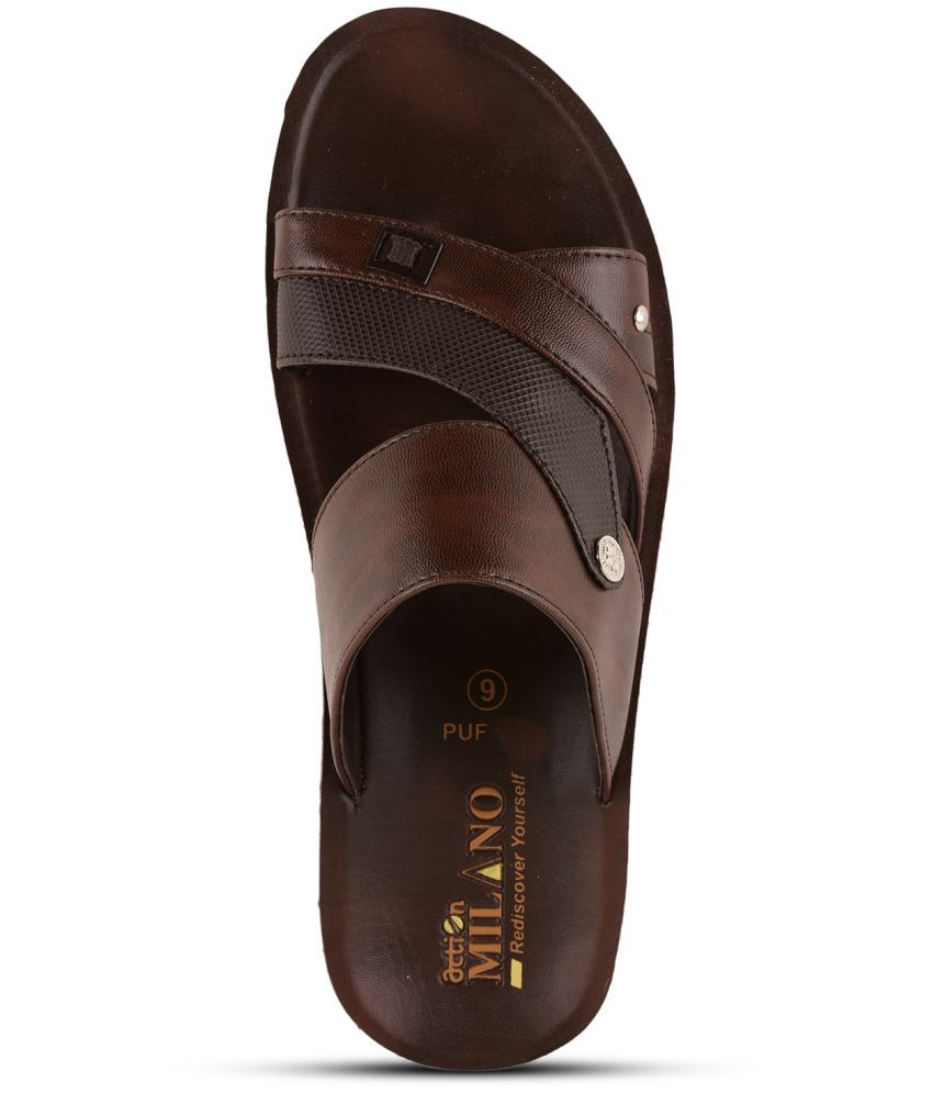     			Action Brown Men's Leather Slipper