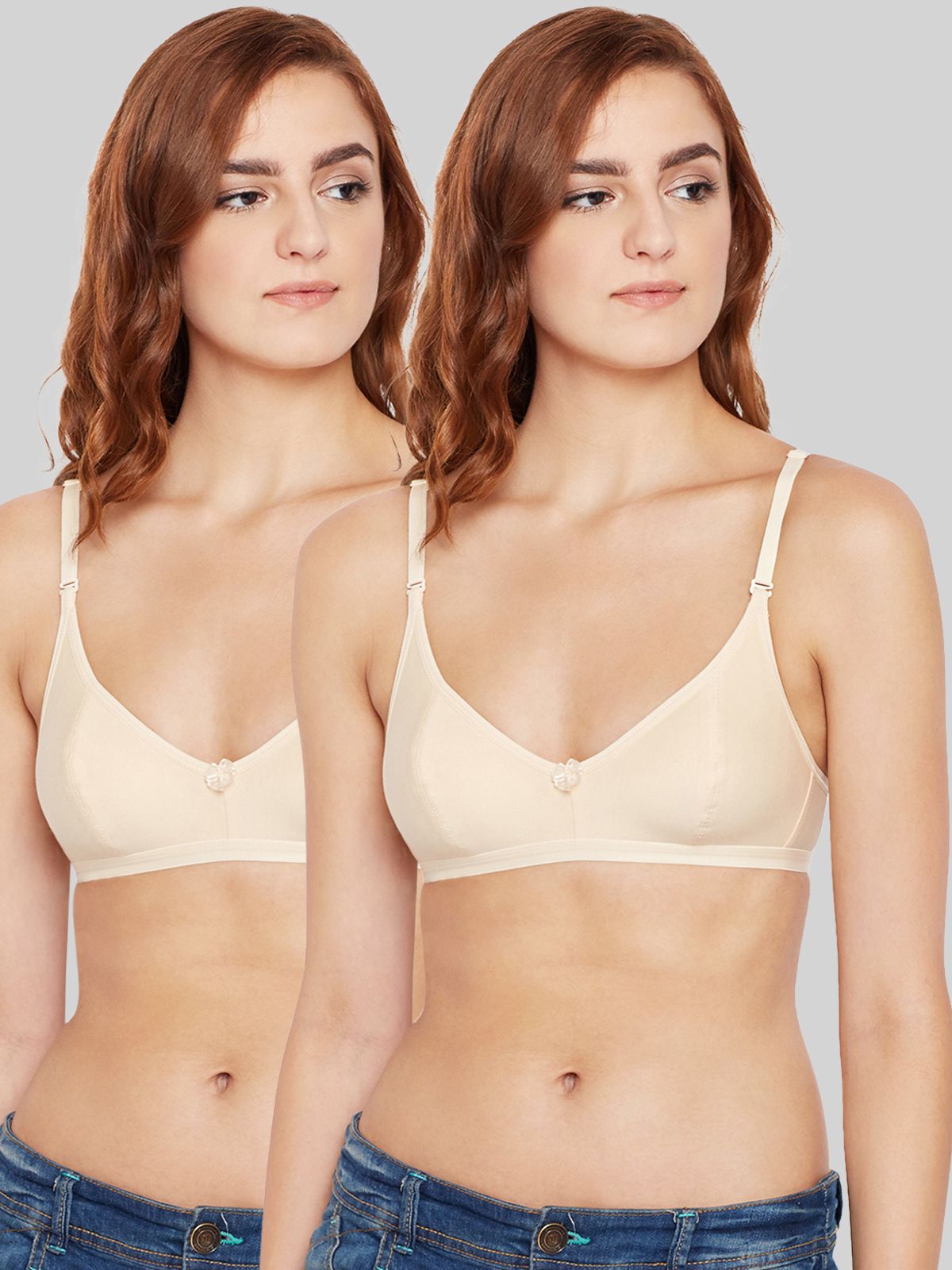     			Bodycare Beige Cotton Blend Non Padded Women's Everyday Bra ( Pack of 2 )