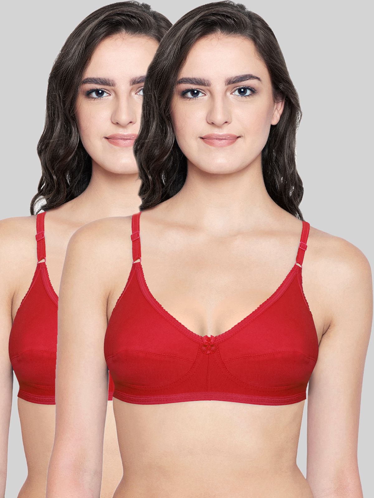     			Bodycare Red Cotton Non Padded Women's Everyday Bra ( Pack of 2 )