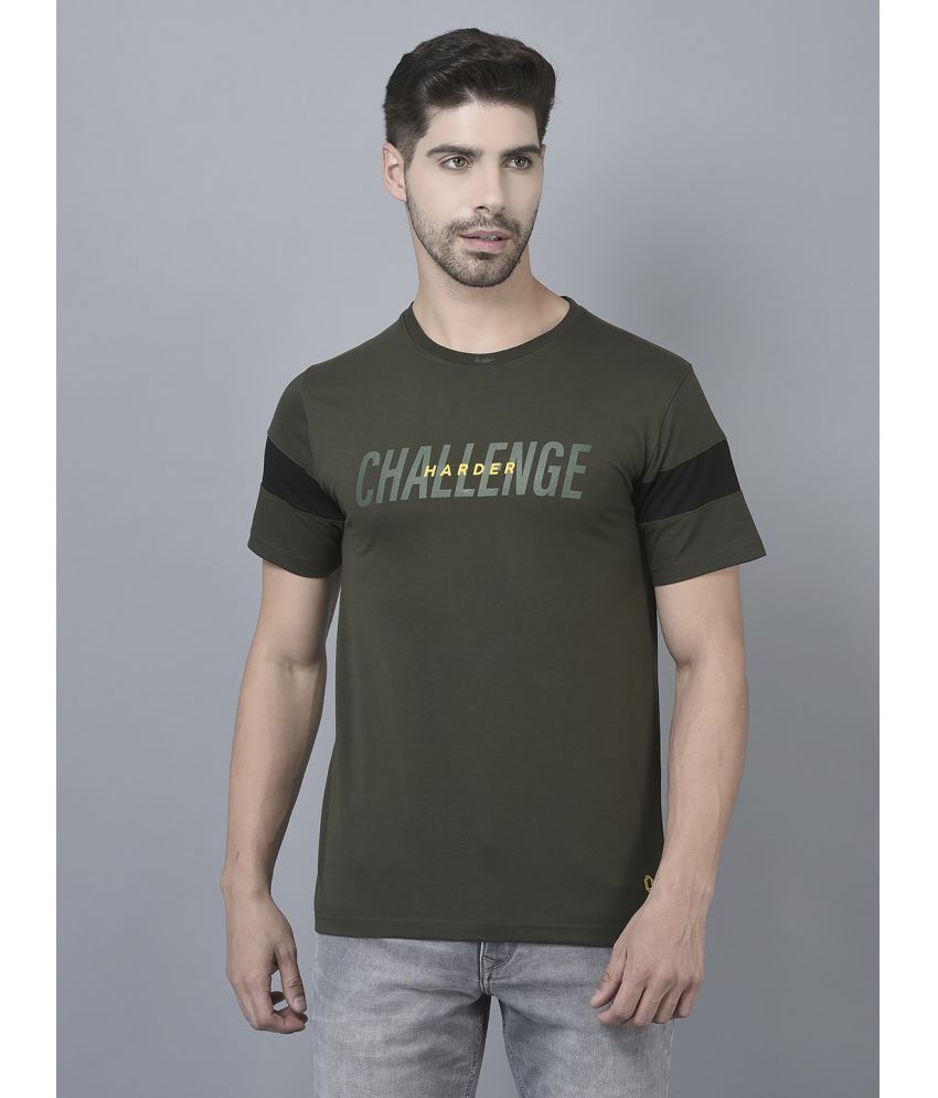     			Dollar Cotton Blend Regular Fit Printed Half Sleeves Men's T-Shirt - Olive Green ( Pack of 1 )