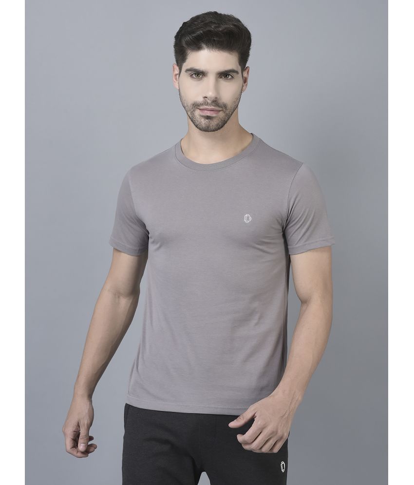     			Dollar Cotton Blend Regular Fit Solid Half Sleeves Men's T-Shirt - Silver ( Pack of 1 )