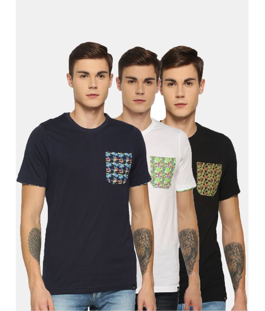     			Dollar Cotton Blend Regular Fit Printed Half Sleeves Men's T-Shirt - Multicolor ( Pack of 3 )