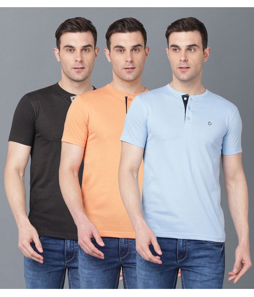     			Dollar Cotton Blend Regular Fit Solid Half Sleeves Men's T-Shirt - Multicolor ( Pack of 3 )