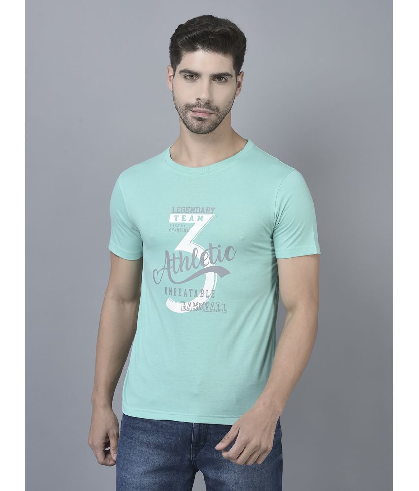     			Dollar Cotton Blend Regular Fit Printed Half Sleeves Men's T-Shirt - Turquoise ( Pack of 1 )