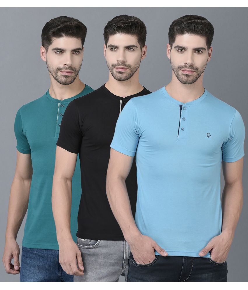     			Dollar Cotton Blend Regular Fit Solid Half Sleeves Men's T-Shirt - Multicolor ( Pack of 3 )