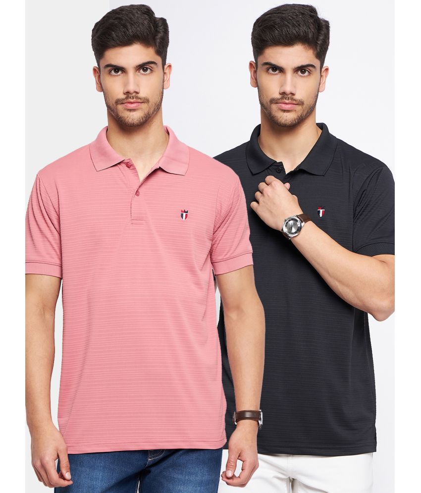     			MXN Cotton Blend Regular Fit Solid Half Sleeves Men's Polo T Shirt - Peach ( Pack of 2 )