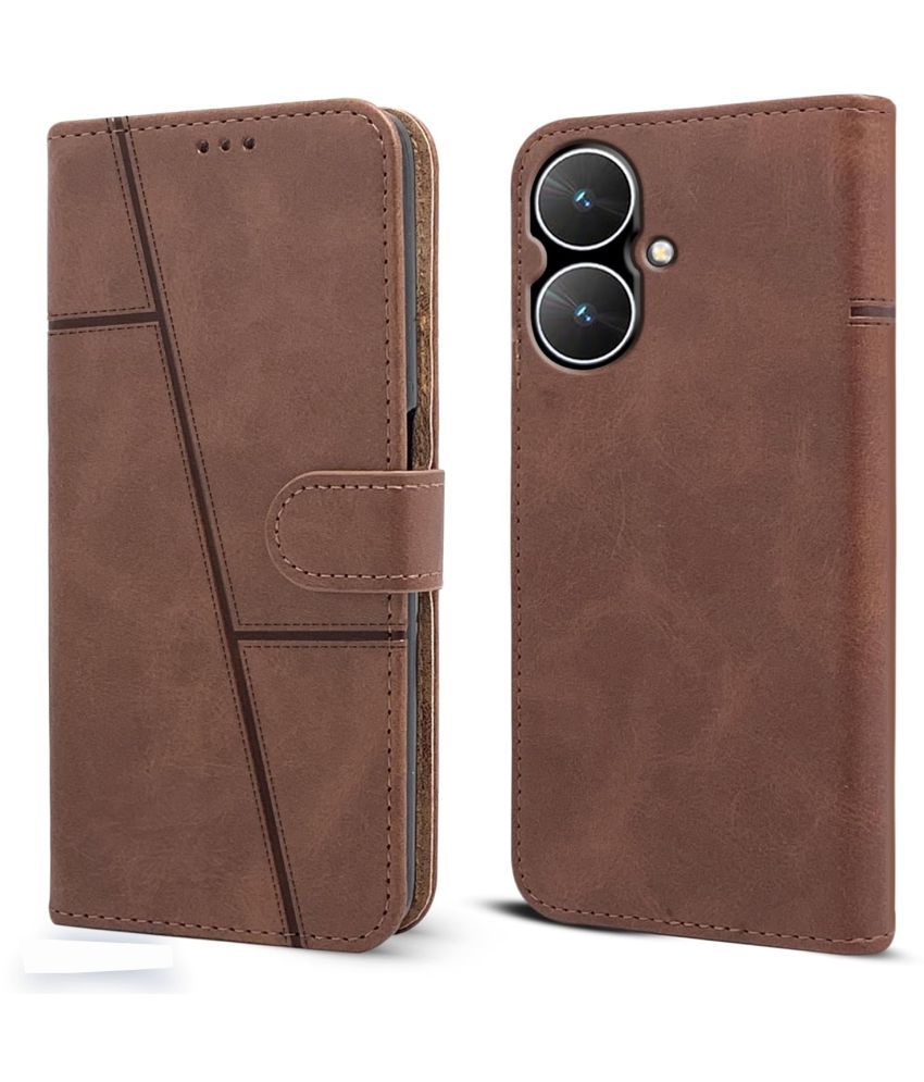     			Shining Stars Brown Flip Cover Artificial Leather Compatible For Redmi 13C 5G ( Pack of 1 )