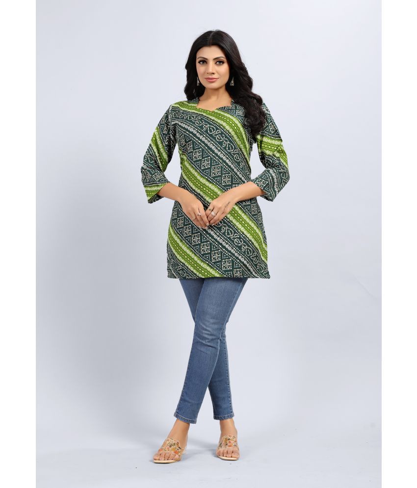     			SARRAS Rayon Printed Straight Women's Kurti - Green ( Pack of 1 )