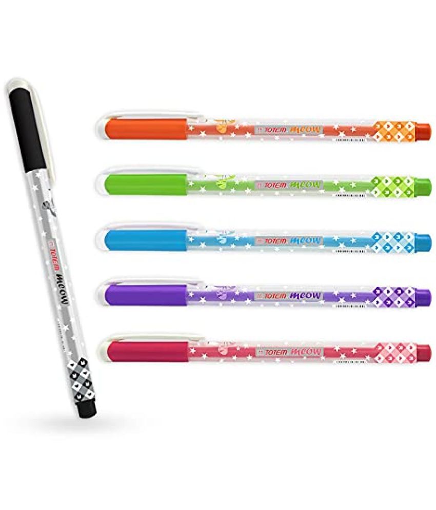     			Totem Meow Ball Pens 20 Pcs (10 Blue Ink & 10 Black Ink) Theme of Colourful Cats - 0.7 mm tip