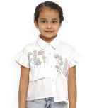 Nauti Nati Pack of 1 Girls Polyester Shirt ( White )