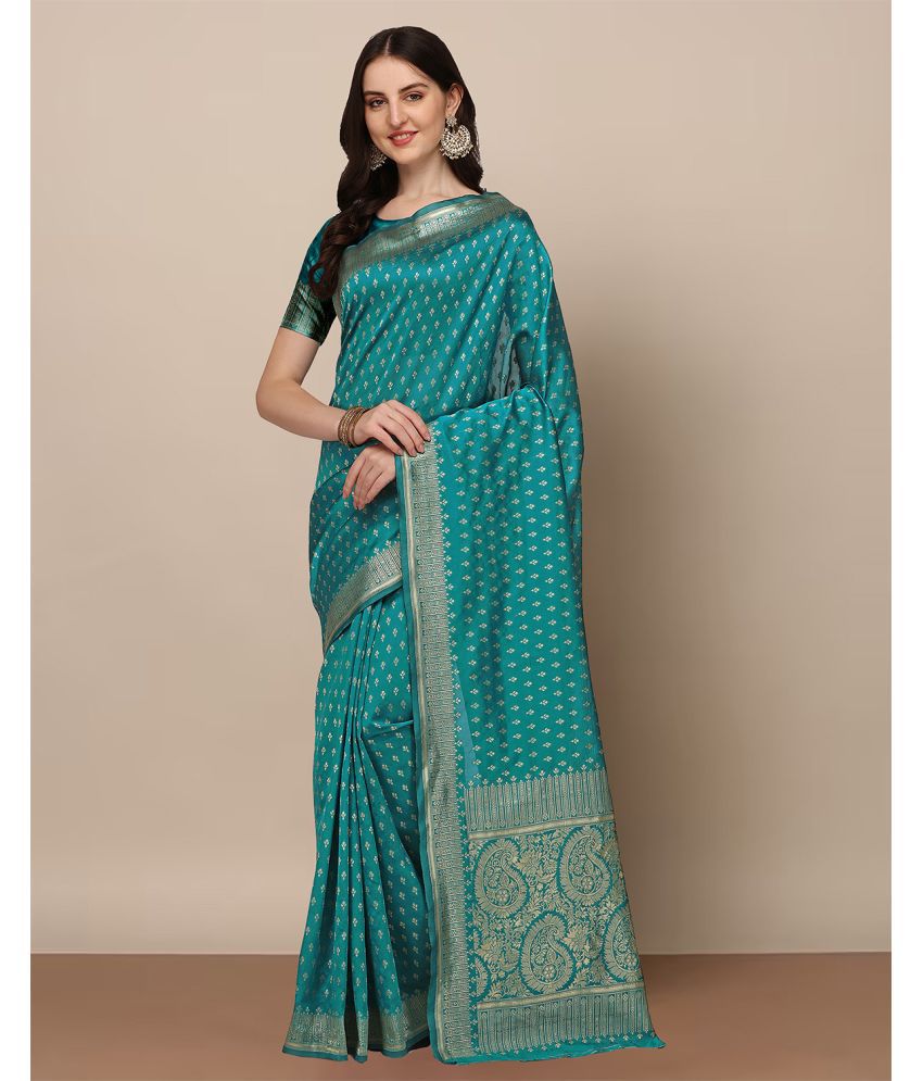     			Anjaneya Sarees Banarasi Silk Woven Saree With Blouse Piece - LightGreen ( Pack of 1 )