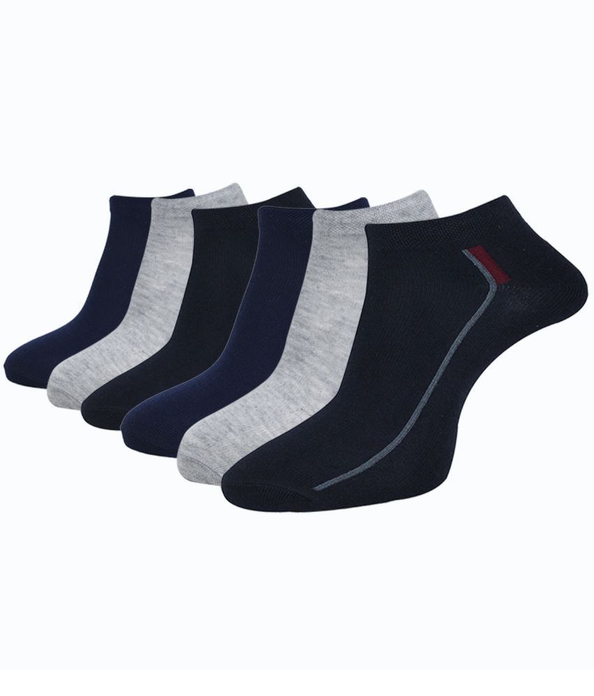     			Dollar Cotton Blend Men's Striped Dark Grey Ankle Length Socks ( Pack of 6 )