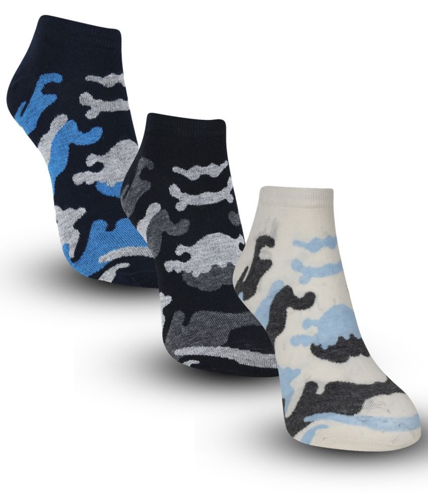     			Dollar Cotton Blend Men's Printed Blue Ankle Length Socks ( Pack of 3 )