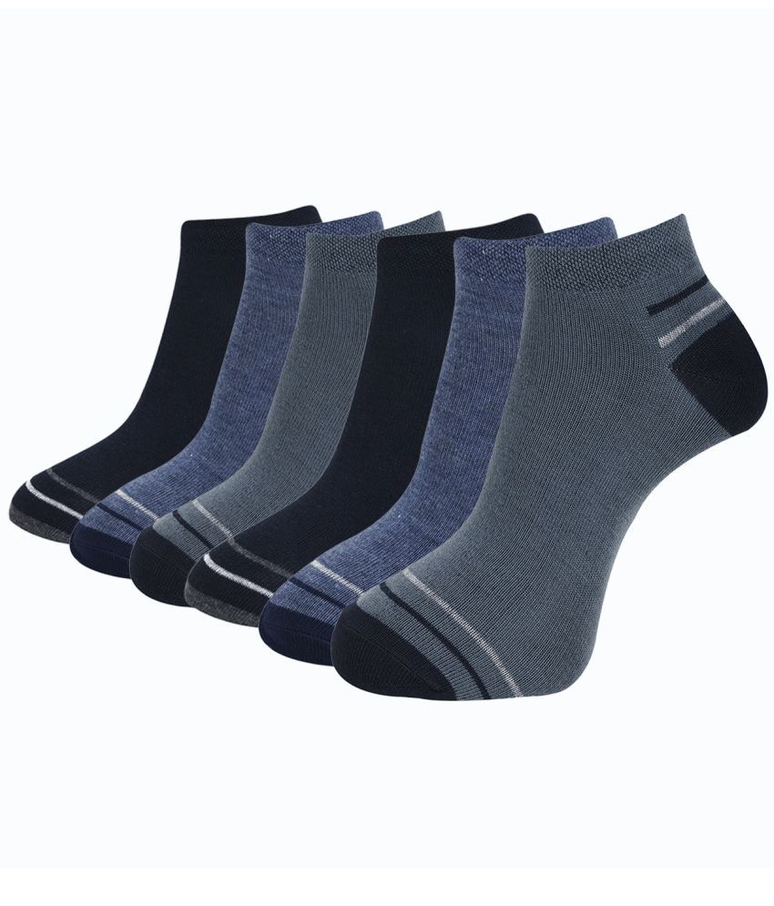     			Dollar Cotton Blend Men's Colorblock Black Ankle Length Socks ( Pack of 6 )