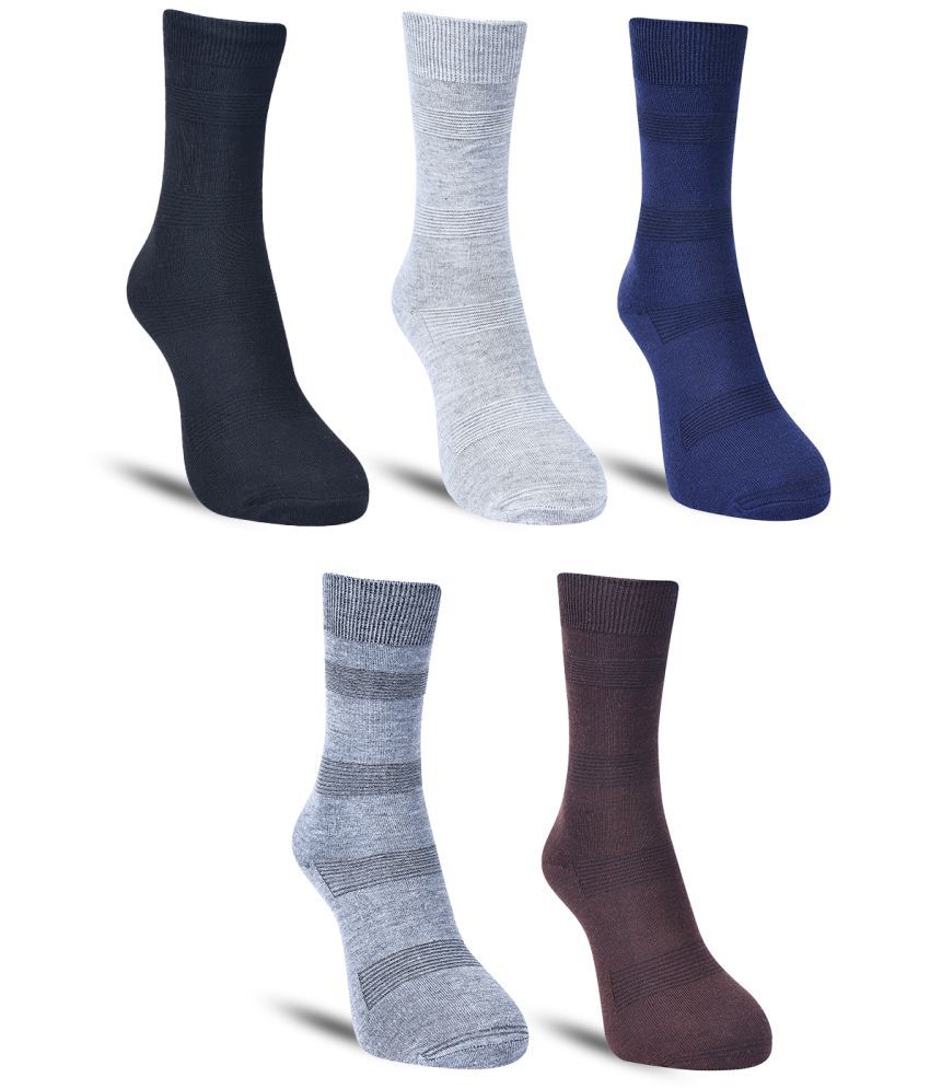     			Dollar Cotton Blend Men's Self Design Blue Ankle Length Socks ( Pack of 5 )